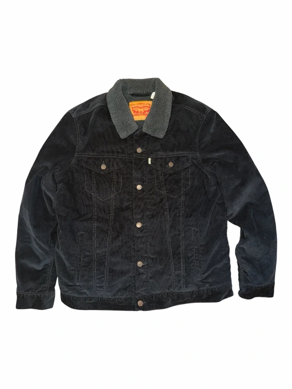 Vintage Levi's Men’s Black Sherpa-Lined Trucker Jacket